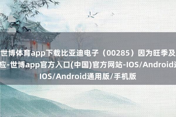 世博体育app下载比亚迪电子（00285）因为旺季及精湛的协同效应-世博app官方入口(中国)官方网站-IOS/Android通用版/手机版