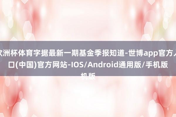 欧洲杯体育字据最新一期基金季报知道-世博app官方入口(中国)官方网站-IOS/Android通用版/手机版